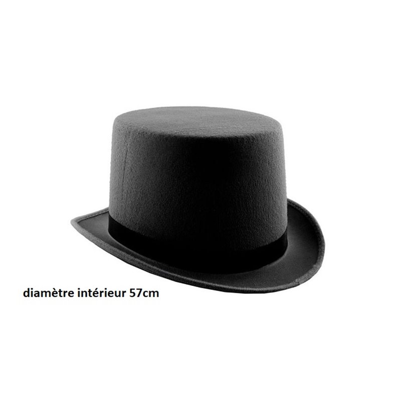 chapeau haut de forme feutrine noir 57cm