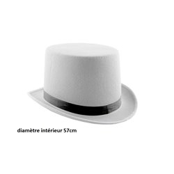 chapeau haut de forme feutrine blanc 57cm