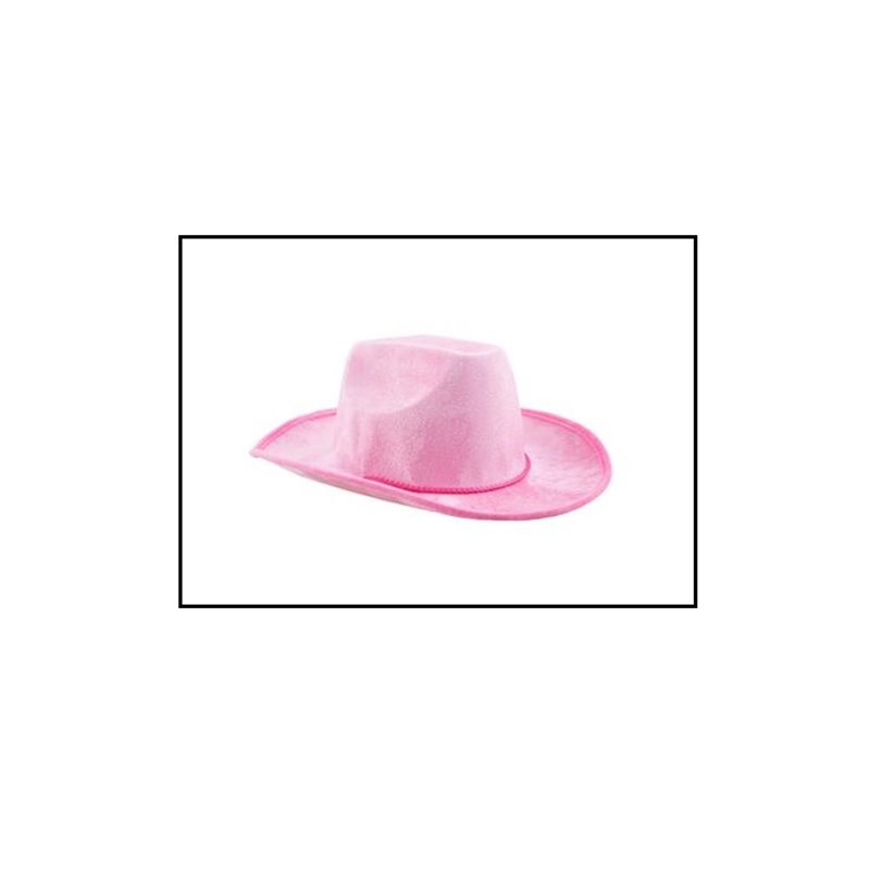 chapeau cowboy velours rose adulte