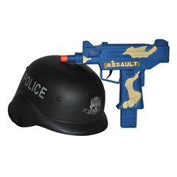 casque de police avec pistolet bruiteur