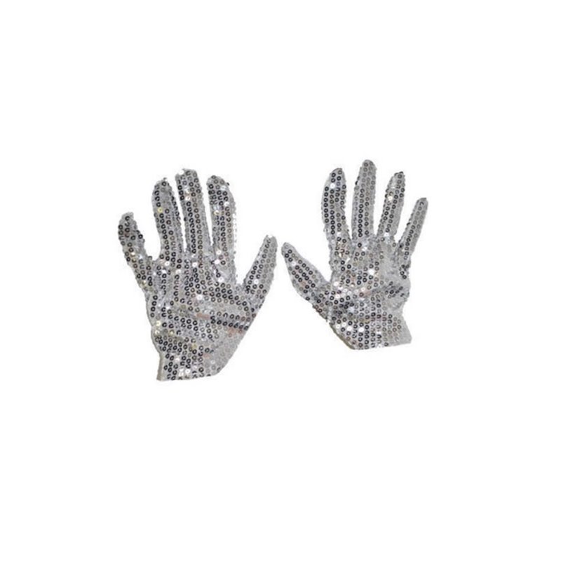 paire de gants à sequins argent 22cm