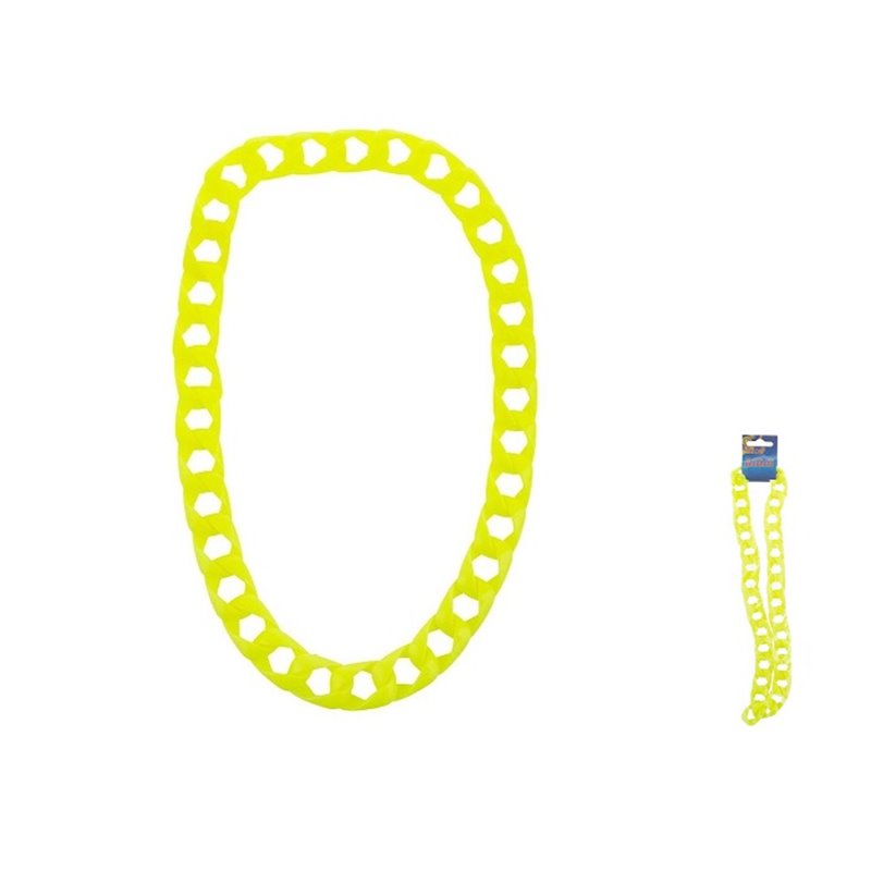 collier rappeur grands anneaux néon fluo jaune 40cm