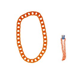 collier rappeur grands anneaux néon fluo orange 40cm