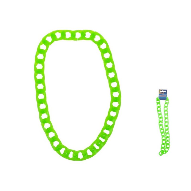 collier rappeur grands anneaux néon fluo vert 40cm