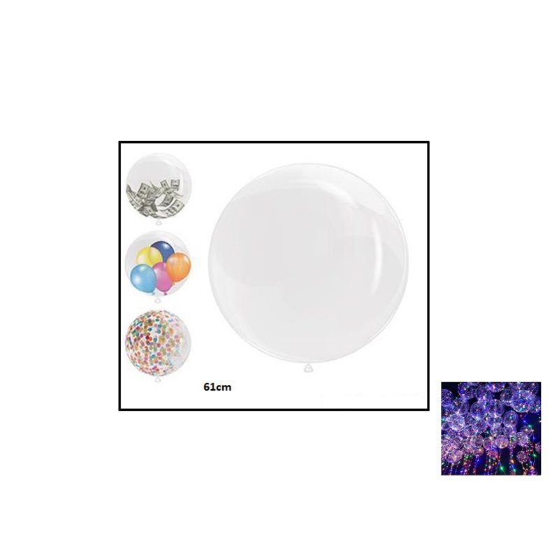 ballon transparent à garnir ou pour guirlande led 61cm