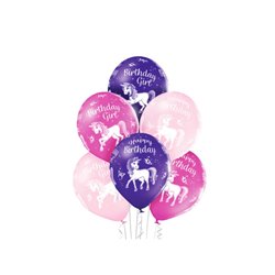 lot de 6 ballons de fête motif anniversaire avec licorne mix