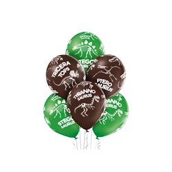 lot de 6 ballons de fête motifs squelettes dinosaures mix