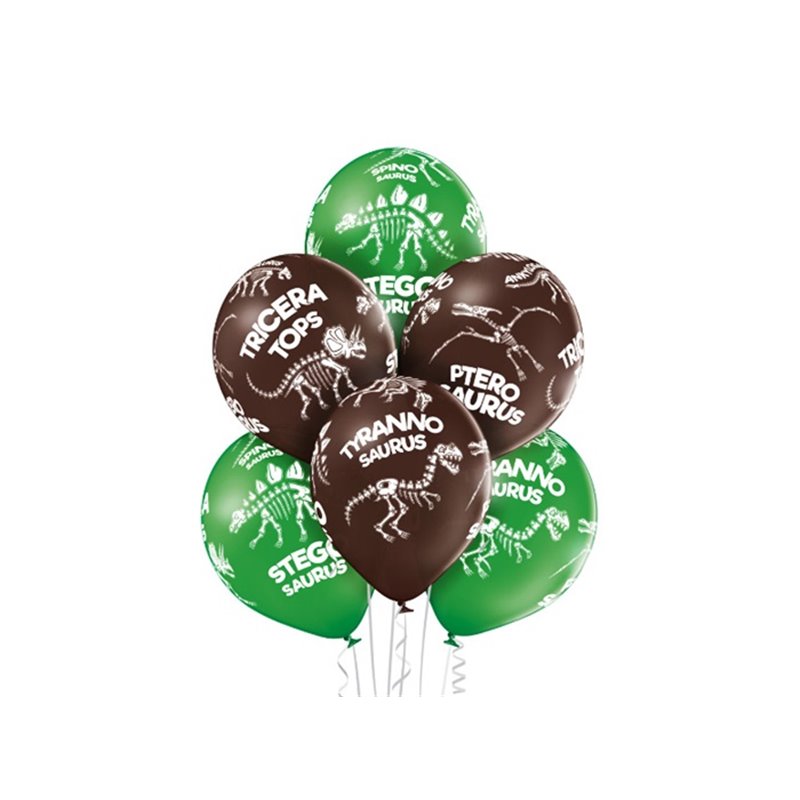 lot de 6 ballons de fête motifs squelettes dinosaures mix