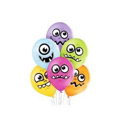 lot de 6 ballons de fête motif funny monster mix 30cm