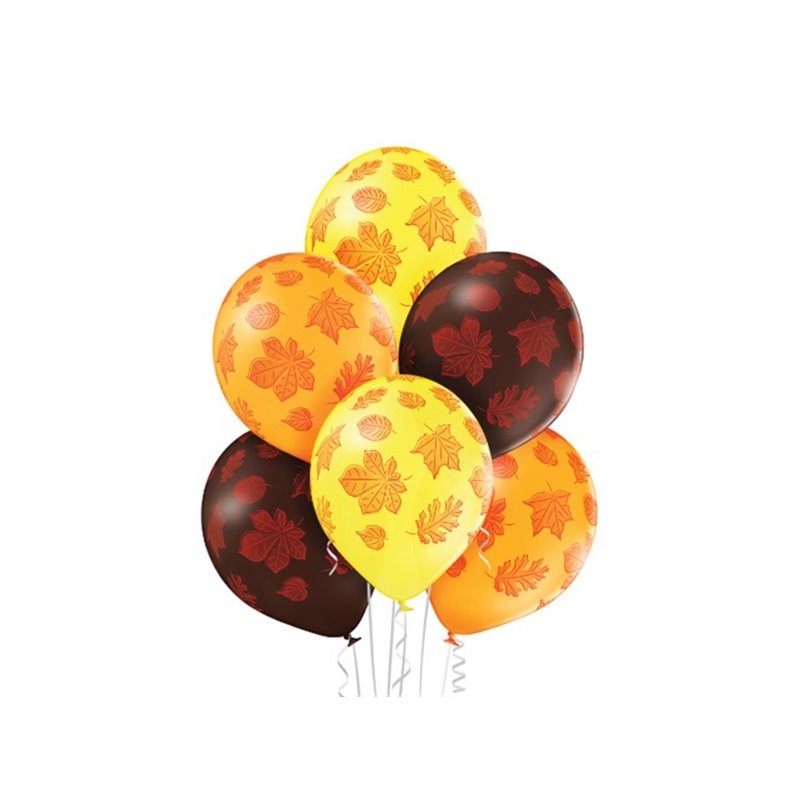 lot de 6 ballons de fête motif feuilles mortes mix 30cm