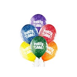 lot de 6 ballons de fête motif party time mix 30cm