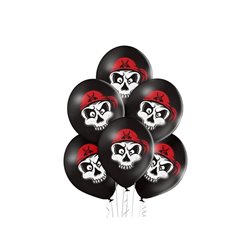 lot de 6 ballons de fête motif crâne pirate noir 30cm