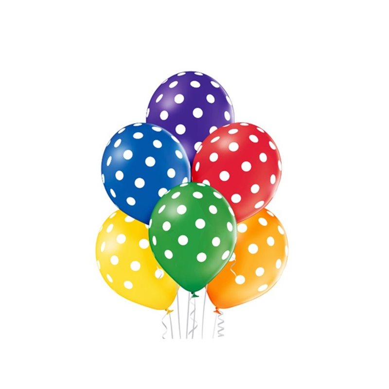 lot de 6 ballons de fête motifs pois points mix 30cm