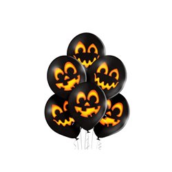 lot de 6 ballons de fête motif halloween citrouilles mix 30cm