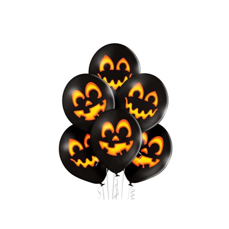 lot de 6 ballons de fête motif halloween citrouilles mix 30cm