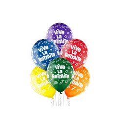 lot de 6 ballons de fête motif vive la retraite mix 30cm