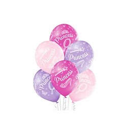 lot de 6 ballons de fête motif princesse mix 30cm