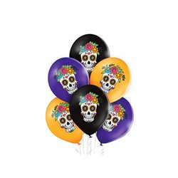 lot de 6 ballons de fête motif jour des morts mix 30cm