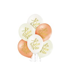 lot de 6 ballons de fête motif la dolce vita doré mix 30cm