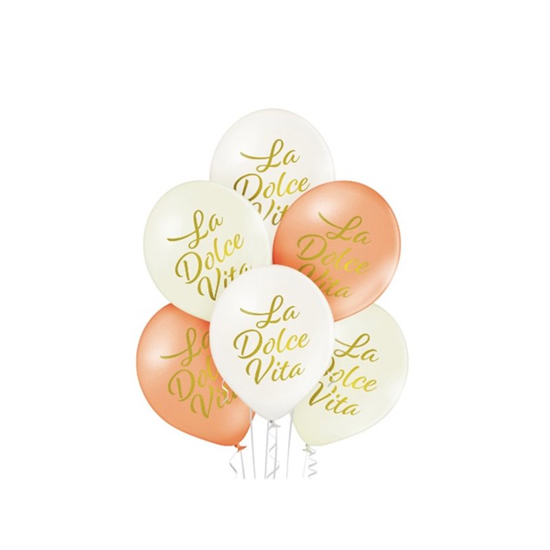 lot de 6 ballons de fête motif la dolce vita doré mix 30cm