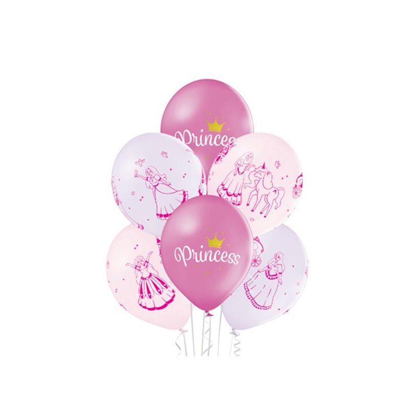 lot de 6 ballons de fête motifs princesses mix 30cm