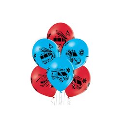 lot de 6 ballons de fête motif véhicules de secours mix