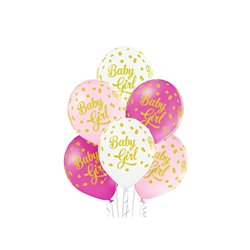 lot de 6 ballons de fête motif baby girl mix 30cm