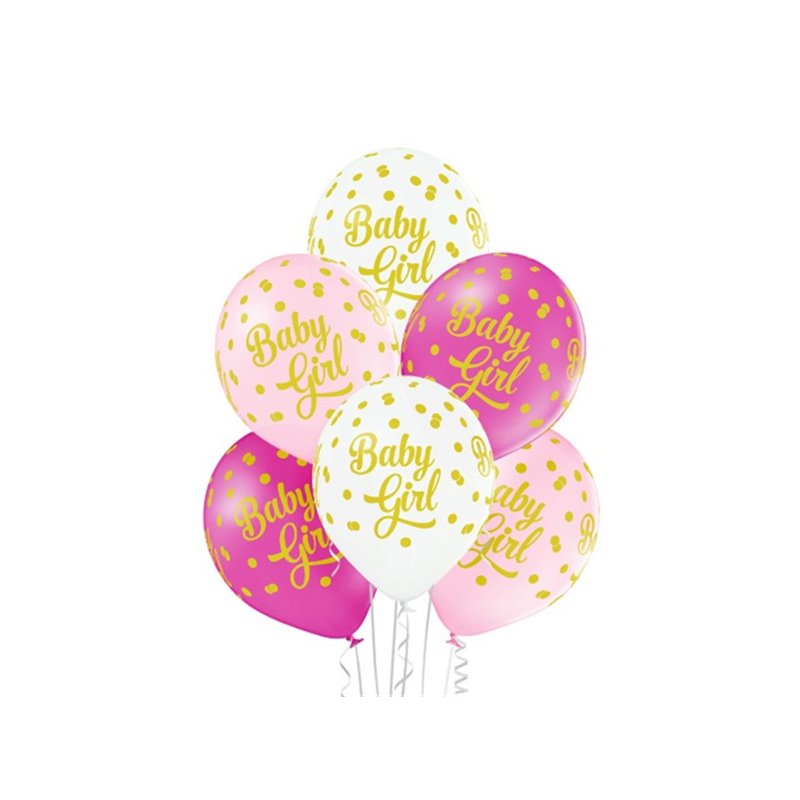 lot de 6 ballons de fête motif baby girl mix 30cm