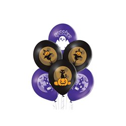 lot de 6 ballons de fête motifs halloween mix 30cm