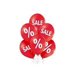 lot de 6 ballons de fête motifs "sale" et "%" rouge 30cm