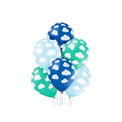 lot de 6 ballons de fête motif nuages floconneux mix 30cm