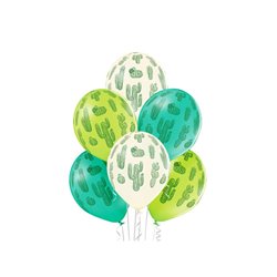 lot de 6 ballons de fête motifs cactus mix 30cm