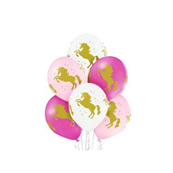 lot de 6 ballons de fête motif licorne dorée mix 30cm