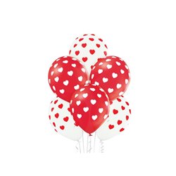 lot de 6 ballons de fête motifs coeurs mix 30cm