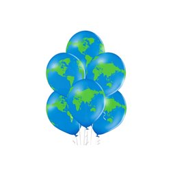 lot de 6 ballons de fête motif globe terrestre bleu vert 30cm