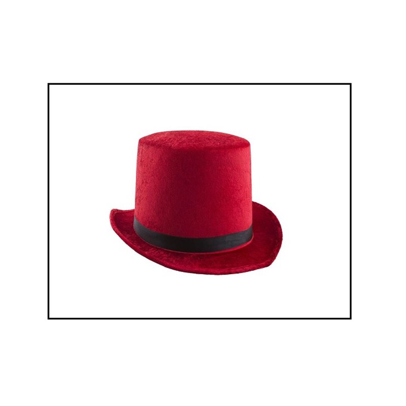 chapeau haut de forme velours rouge 60cm