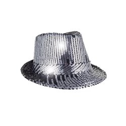 chapeau tribly à sequins argent noir