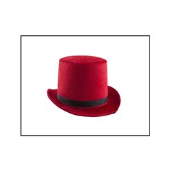 chapeau haut de forme velours rouge 57cm