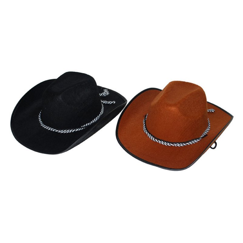 chapeau cowboy feutrine avec corde brun