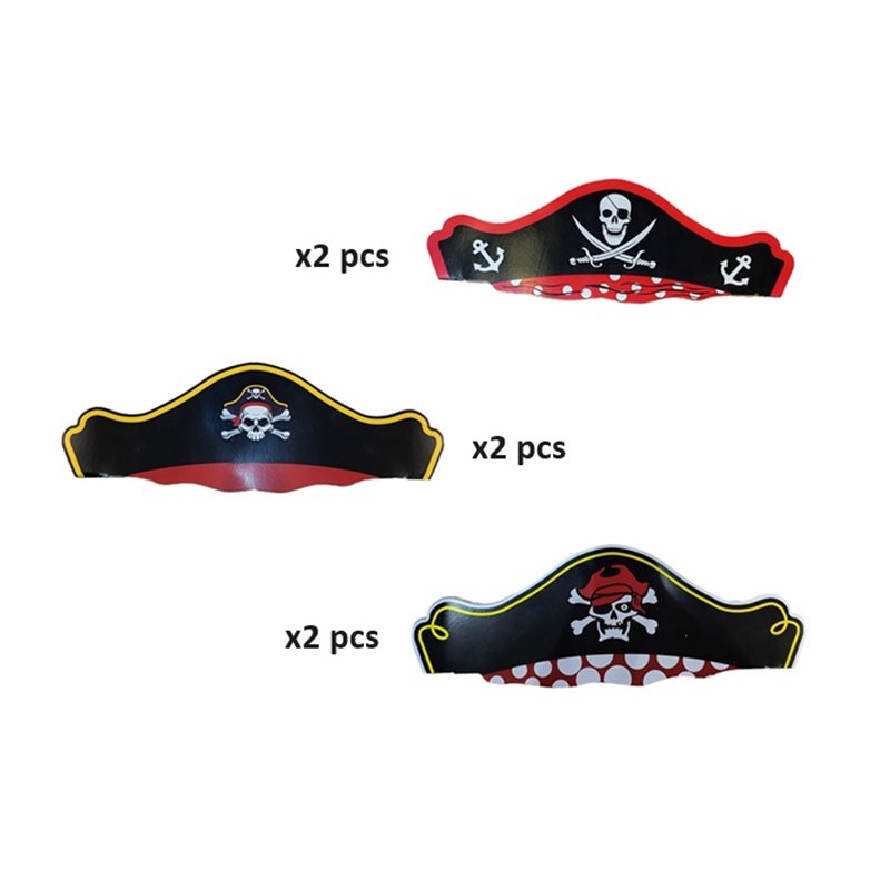 lot de 6 chapeaux de pirate en carton enfant