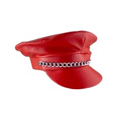 casquette simili cuir rouge avec chaine adulte