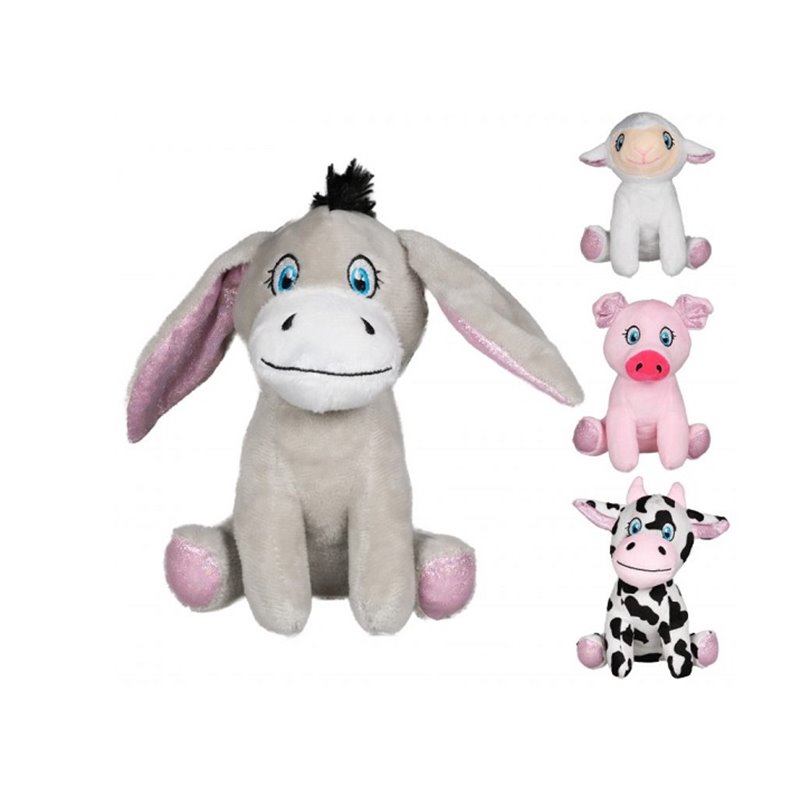 peluche animal de la ferme assis mix 15cm