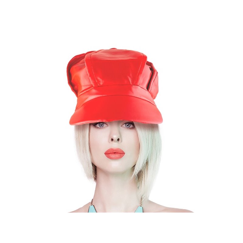 casquette géante simili cuir rouge vintage adulte