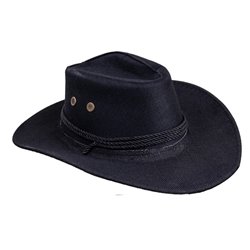 chapeau cowboy effet lin avec corde noir adulte