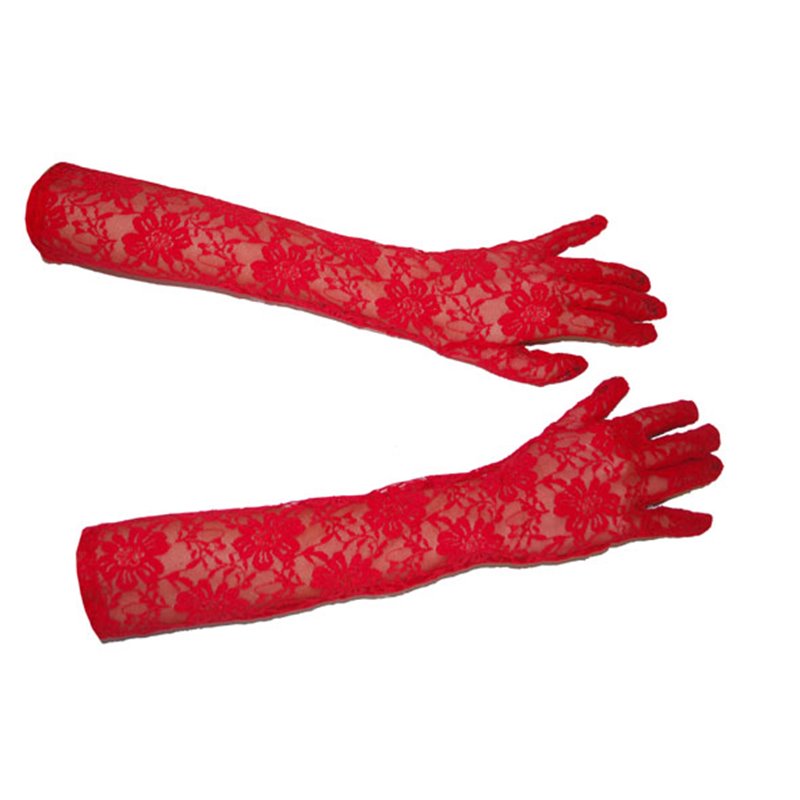 paire de gants en dentelles rouge longs