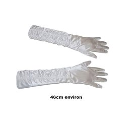 paire de gants plissés longs blanc 46cm