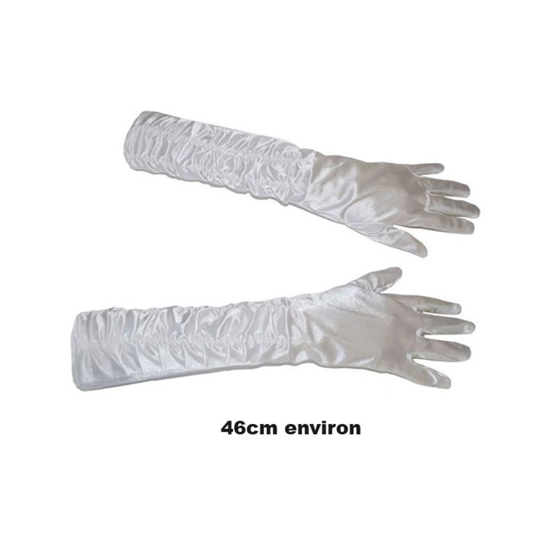 paire de gants plissés longs blanc 46cm