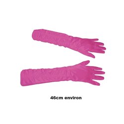 paire de gants plissés longs rose 46cm