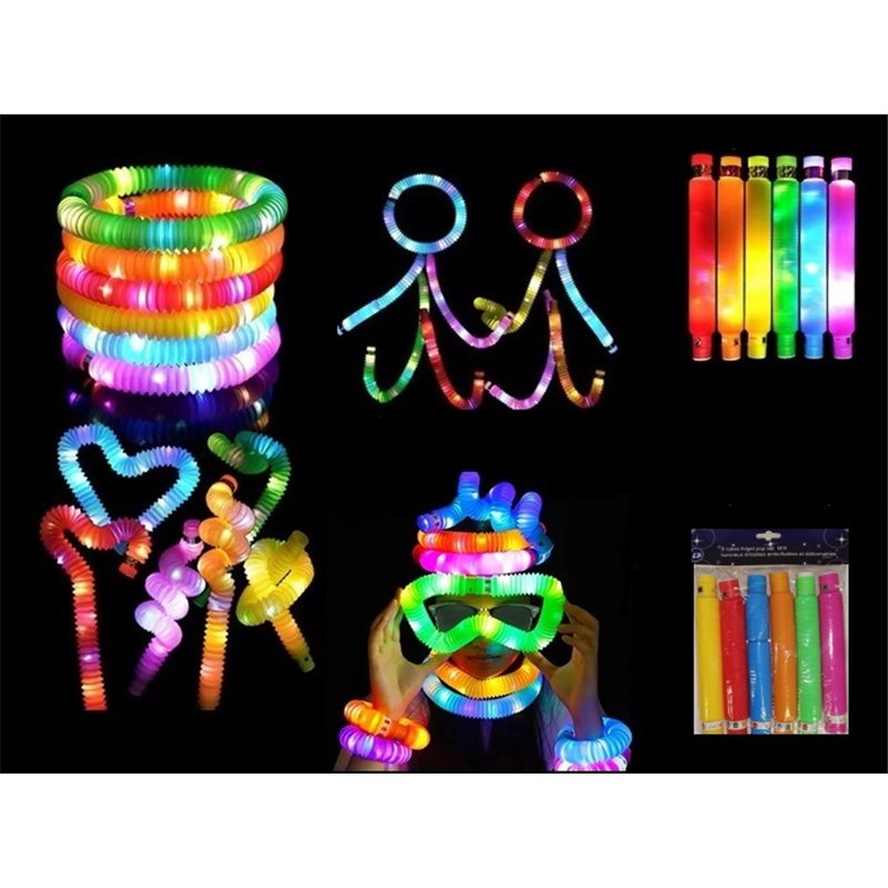 lot de 6 tubes pop fidget led lumineux mix 64cm new!