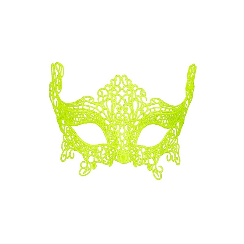 masque loup neon fluo jaune en dentelle luxe